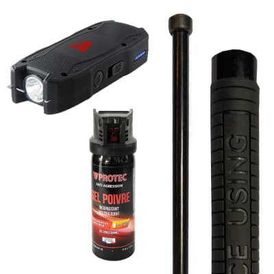 Kit pro sécurité — Shocker + Spray 100 ml + Lampe — Kits de défense | Défense Légale